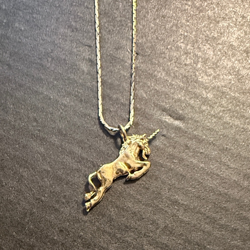 Gold Unicorn Pendant Necklace